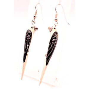 Parrot Bird Earrings Dangle Drop Wooden Hand Painted Silver Hook Animals Nature